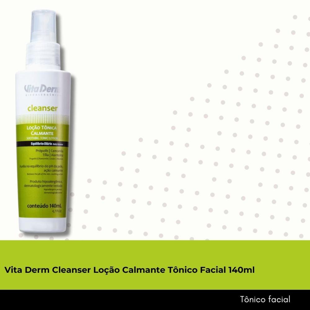 Vita Derm Cleanser Loção Calmante Tônico Facial 140ml 140ml 2