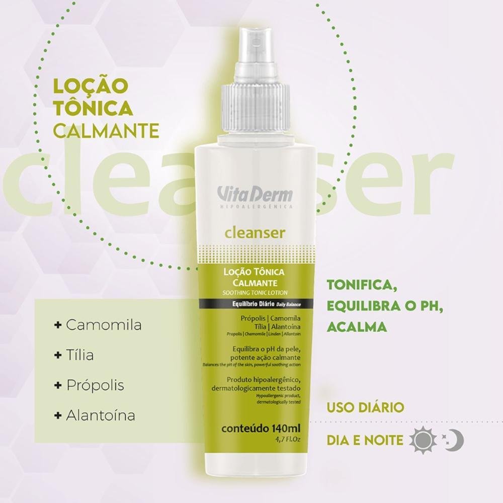 Vita Derm Cleanser Loção Calmante Tônico Facial 140ml 140ml 3