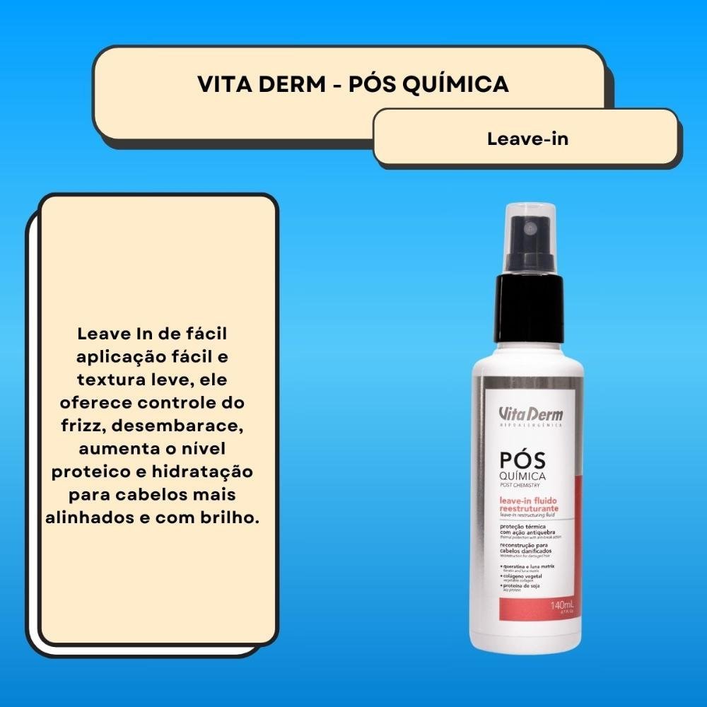 Vita Derm Fluído Reestruturante Pós Química Leave-in 140ml 140ml 2