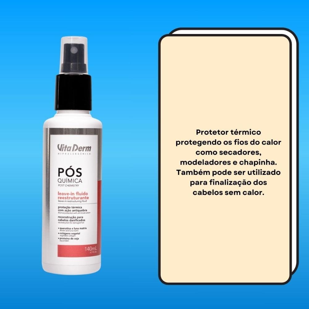 Vita Derm Fluído Reestruturante Pós Química Leave-in 140ml 140ml 3