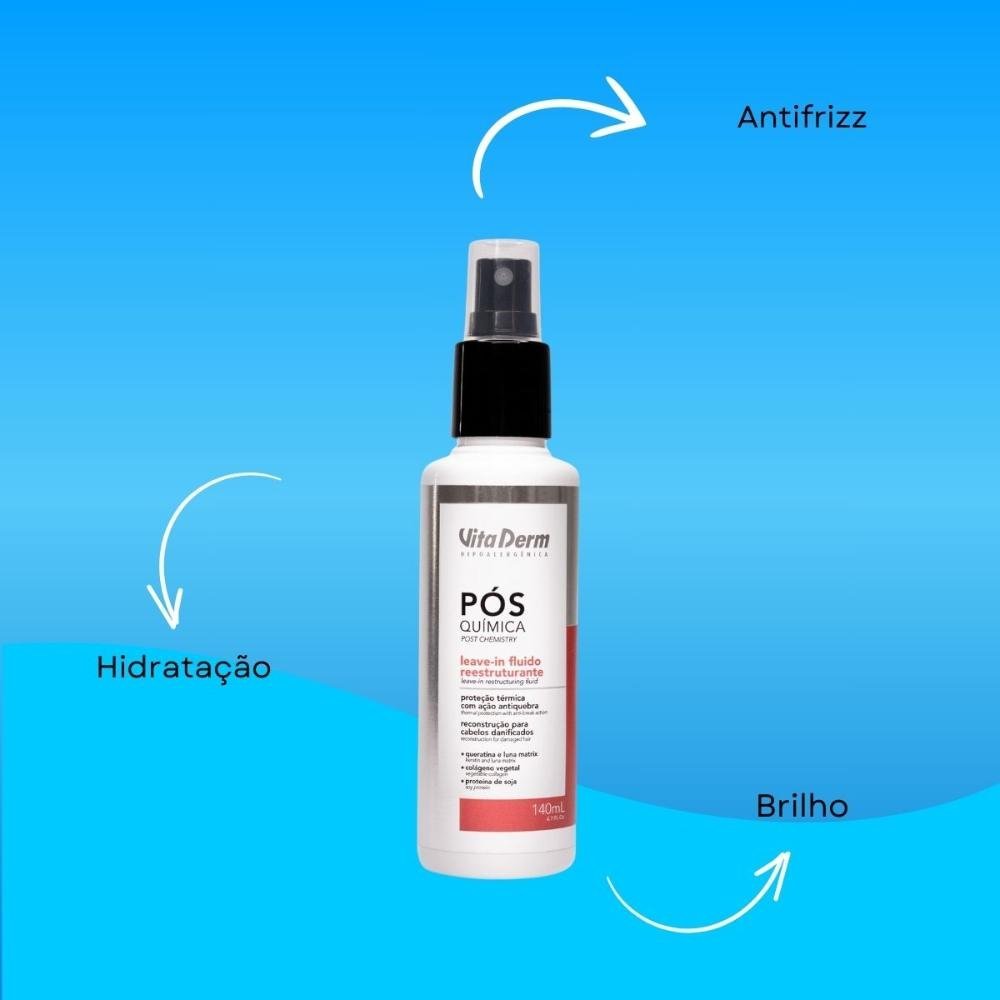 Vita Derm Fluído Reestruturante Pós Química Leave-in 140ml 140ml 4