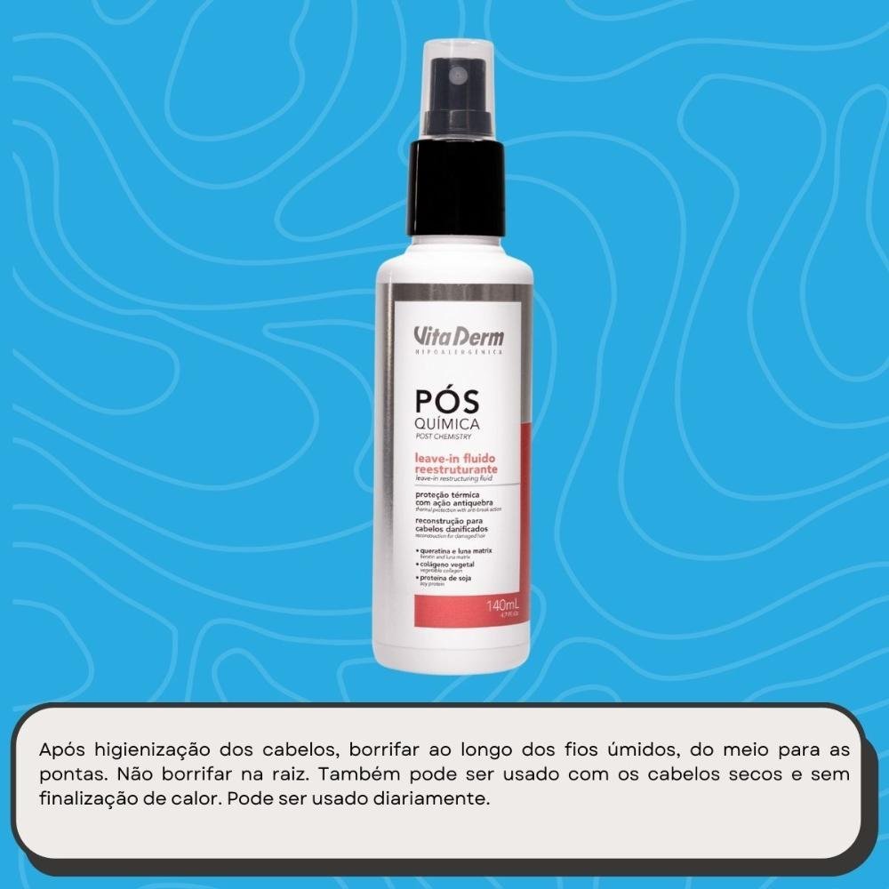 Vita Derm Fluído Reestruturante Pós Química Leave-in 140ml 140ml 5