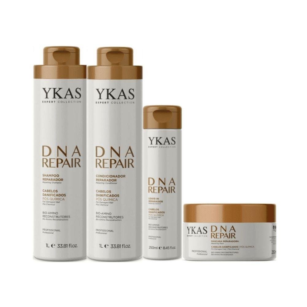 Ykas Dna Repair Shampoo + Condicionador 1L + Máscara 250g + Leave-in 250ml ÚNICO 1