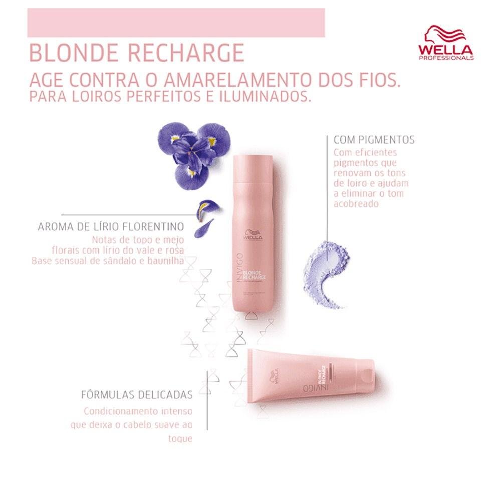 Kit Wella Invigo Blonde Recharge Shampoo 250 ml + Condicionador 200 ml ÚNICO 3