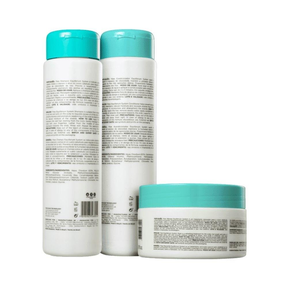 Ykas Equilibrium System Shampoo + Condicionador 300ml + Máscara 250g ÚNICO 2