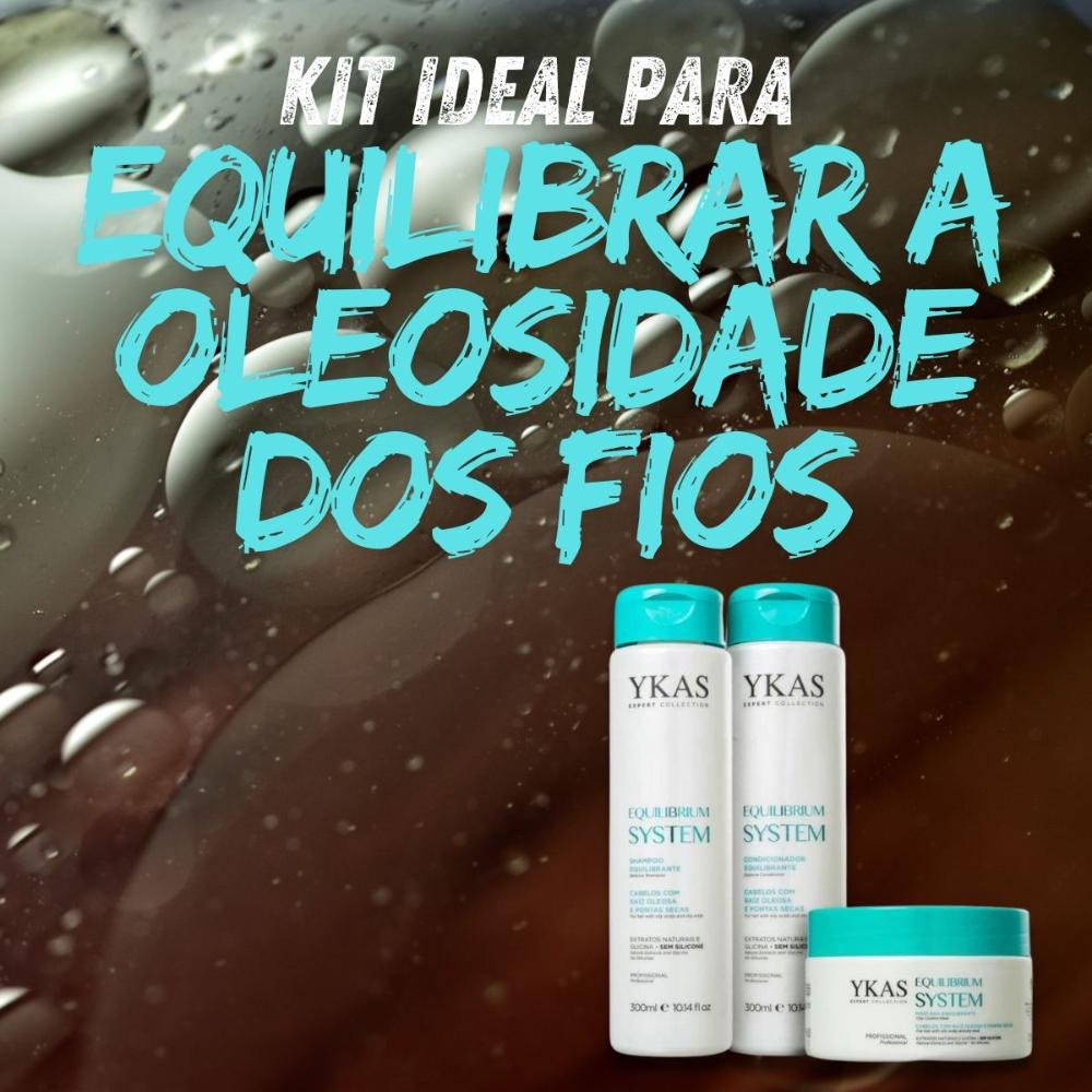Ykas Equilibrium System Shampoo + Condicionador 300ml + Máscara 250g ÚNICO 3