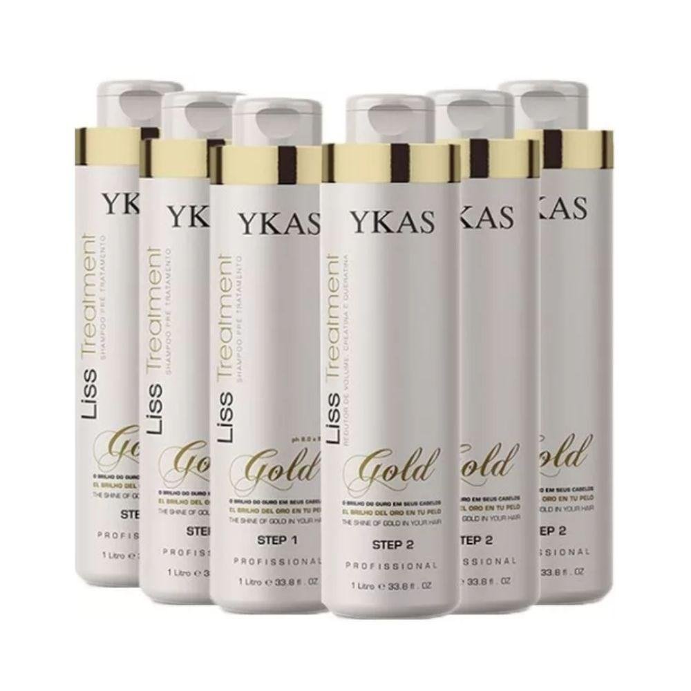 Ykas Escova Progressiva Kit Ouro 3 Kits de (2 x 1 litro) ÚNICO 1