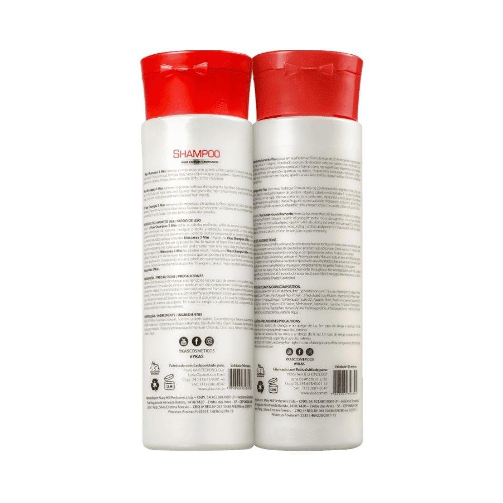 Ykas 3 Minutos Shampoo 300ml + Anti Emborrachamento 300ml ÚNICO 2