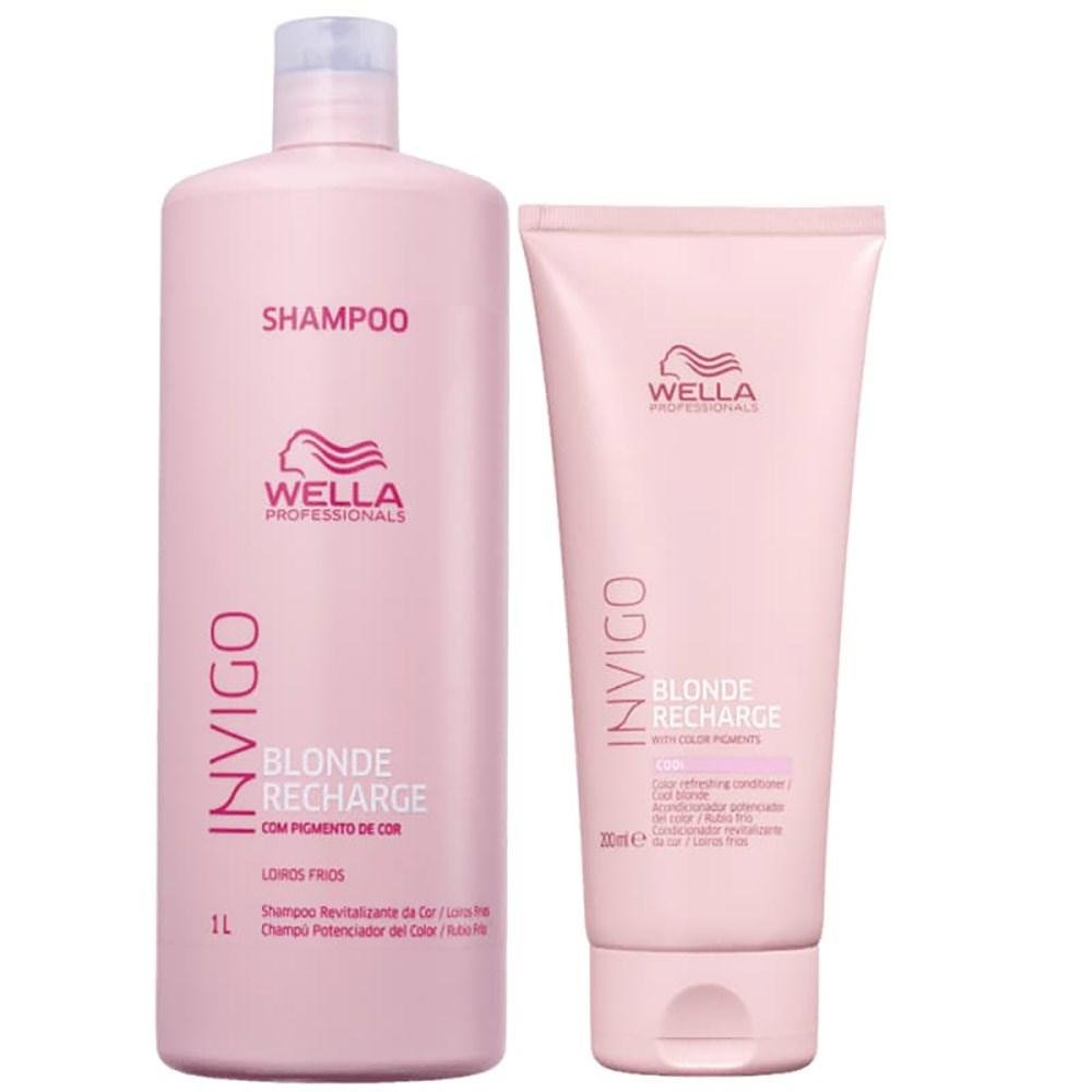 Wella Professionals Invigo Blonde Recharge Shampoo 1000ml + Condicionador 200ml ÚNICO 1