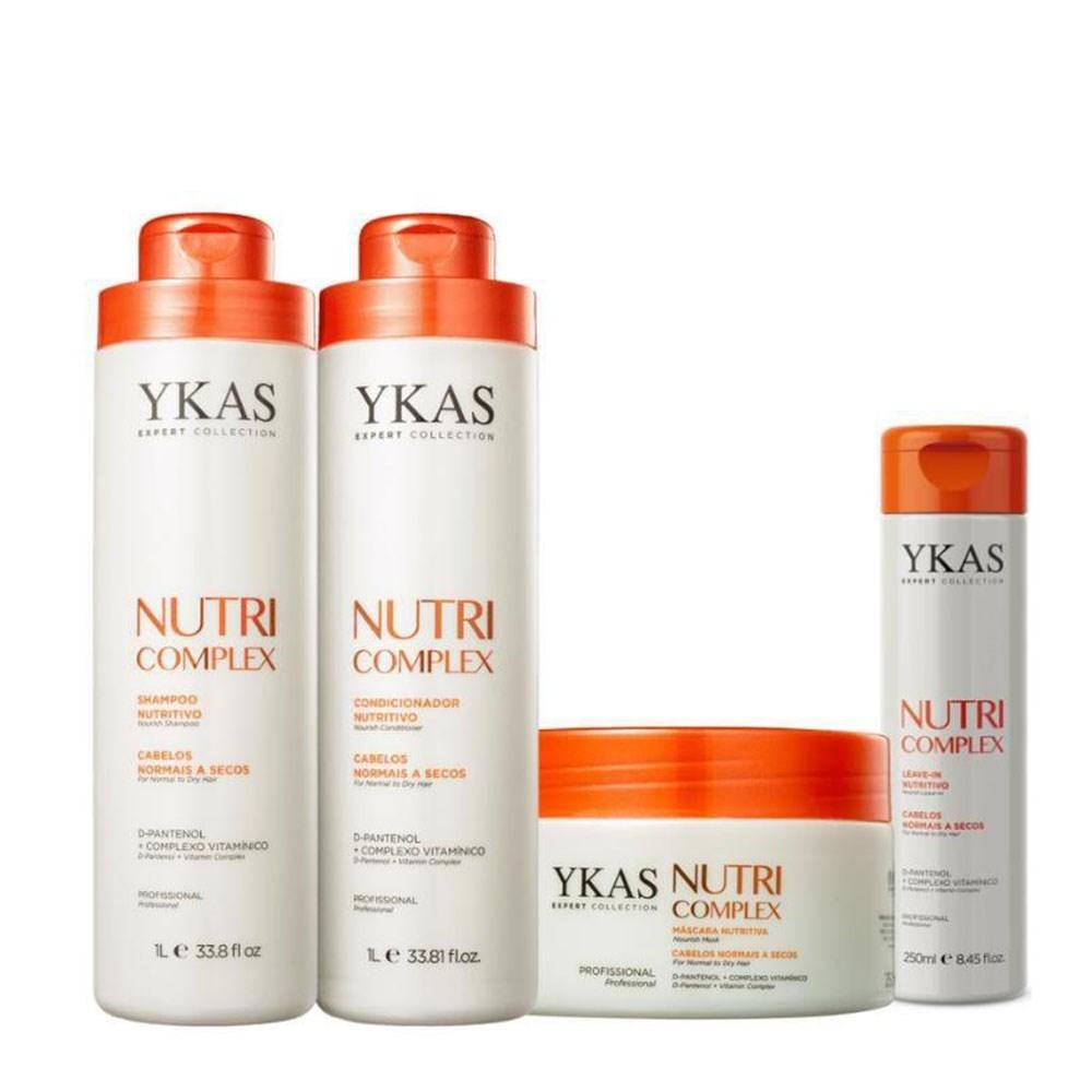 Ykas Nutri Complex Shampoo + Condicionador 1L + Máscara 250g + Leavein 250g ÚNICO
