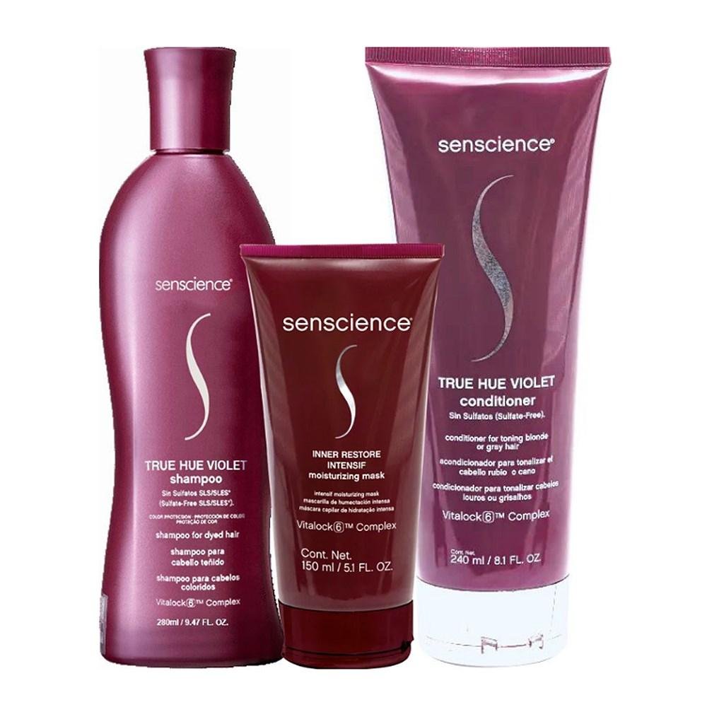Senscience True Hue Violet Shampoo 280ml + Condicionador 240ml + Inner Restore Intensif 150ml ÚNICO 1