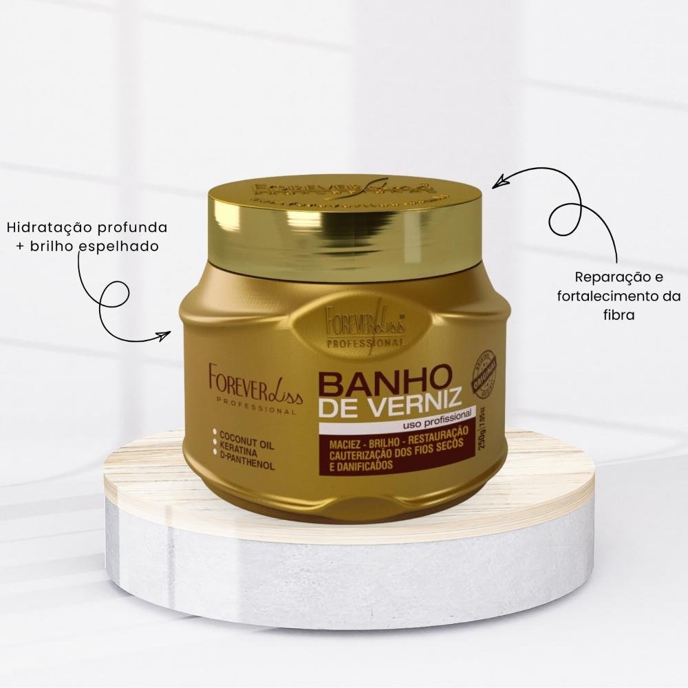 Kit Forever Liss Banho de Verniz Especial Shampoo 300 ml + Máscara 250 g ÚNICO 3