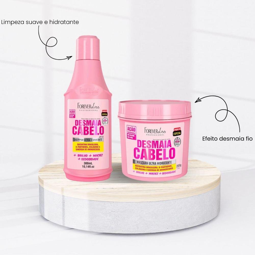 Kit Forever Liss Desmaia Cabelo Shampoo 300 ml e Máscara 200 g ÚNICO 3