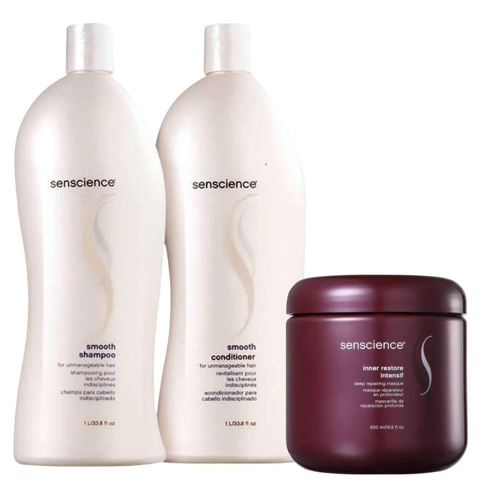 Senscience Smooth Shampoo + Condicionador 1L + Inner Restore Intensif 500ml ÚNICO 2