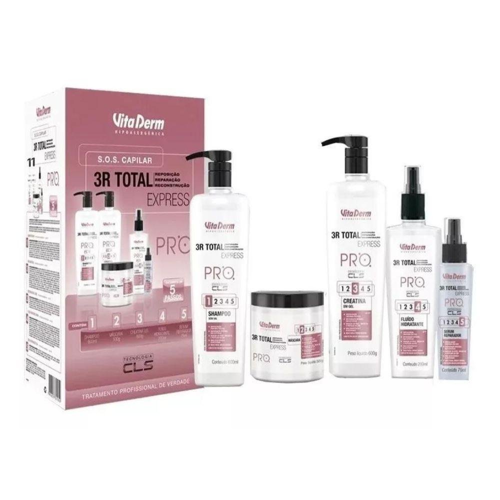 Vita Derm Kit SOS Capilar 3R Total Express Pro (5 Produtos) ÚNICO 1