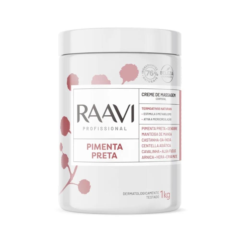Raavi Creme de Massagem Corporal Pimenta Preta 1000 g