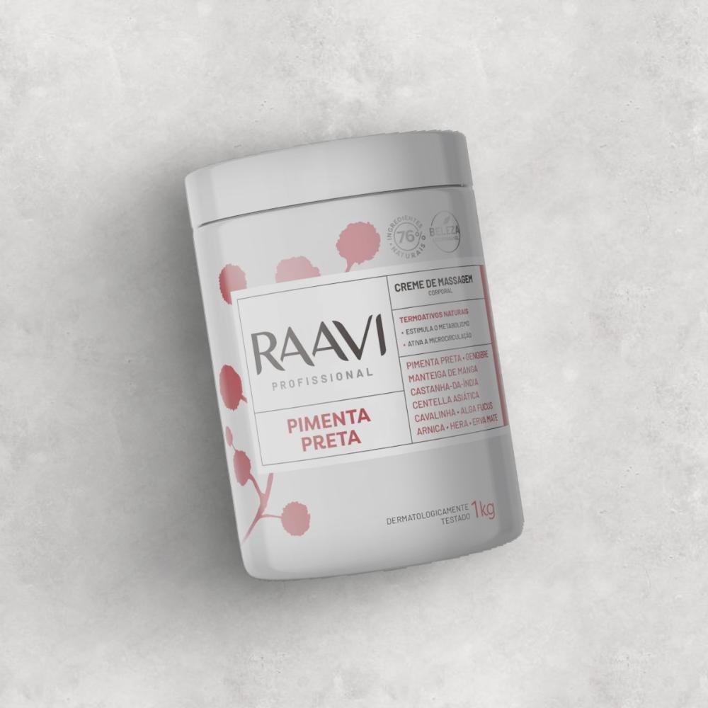 Raavi Creme de Massagem Corporal Pimenta Preta 1000 g 1kg 4