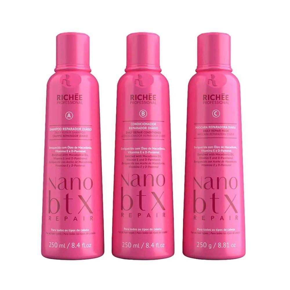 Richée Nano Btx Repair Shampoo + Condicionador + Máscara (3x250ml) ÚNICO 1