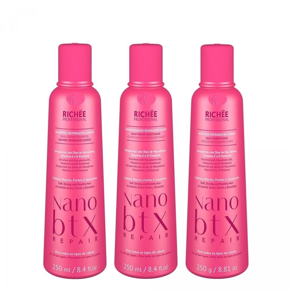 Richée Nano Btx Repair Shampoo + Condicionador + Máscara (3x250ml) ÚNICO 2