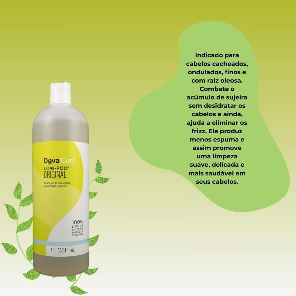 DevaCurl Low-Poo Original Shampoo com Pouca Espuma 1L 1L 4