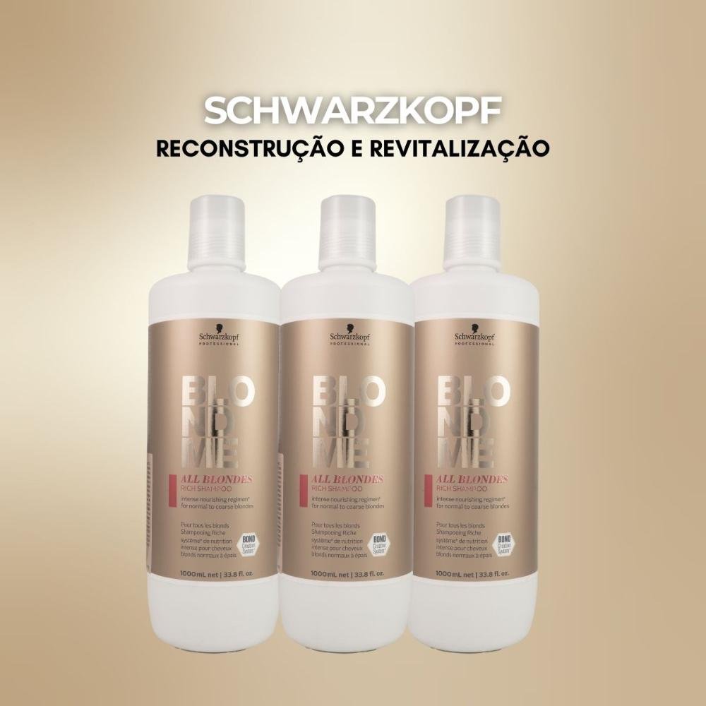 Schwarzkopf BlondMe All Blondes Rich Kit 3 Shampoo 1L ÚNICO 3