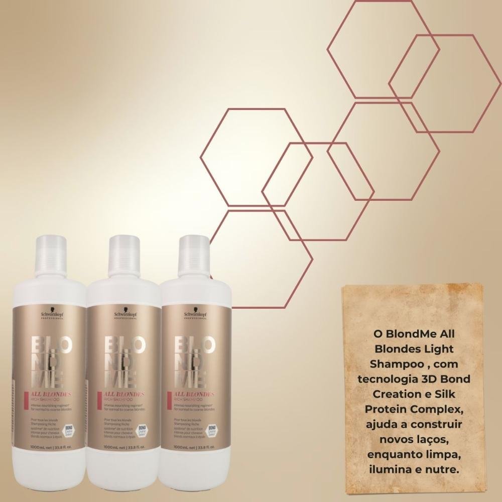 Schwarzkopf BlondMe All Blondes Rich Kit 3 Shampoo 1L ÚNICO 4