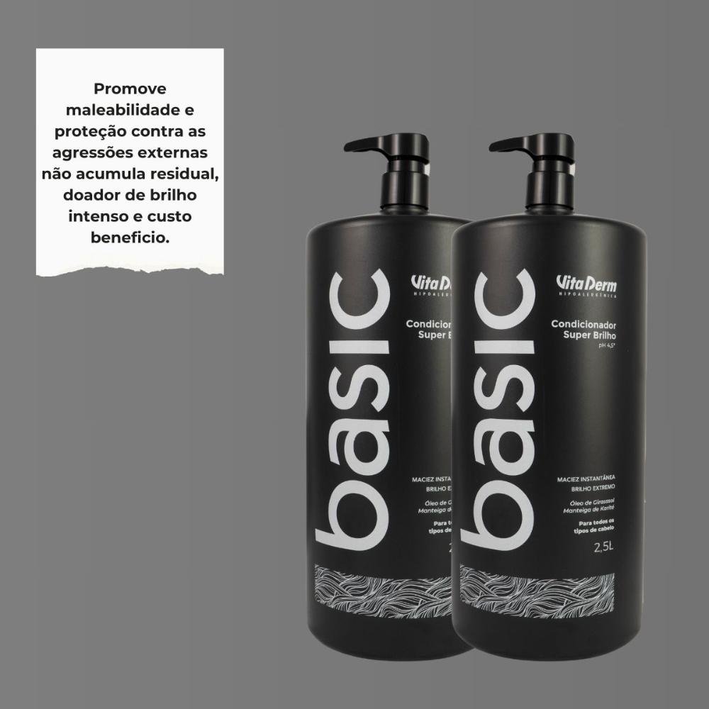 Vita Derm Basic Super Brilho Kit 2 Condicionador 2,5L ÚNICO 4