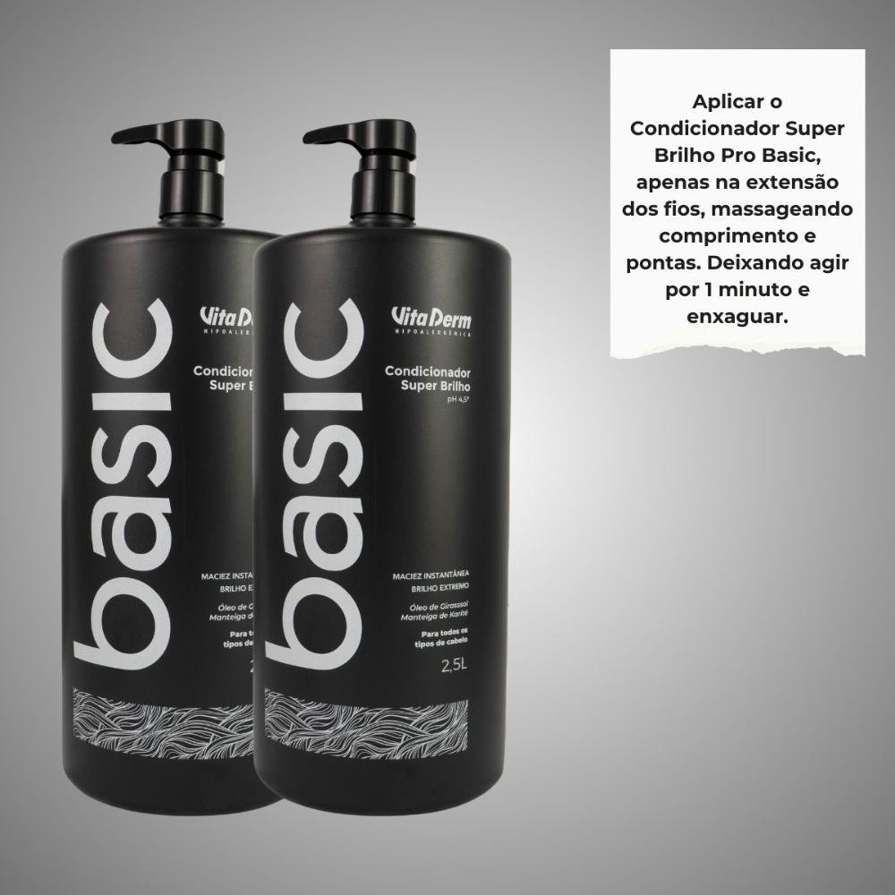 Vita Derm Basic Super Brilho Kit 2 Condicionador 2,5L ÚNICO 5