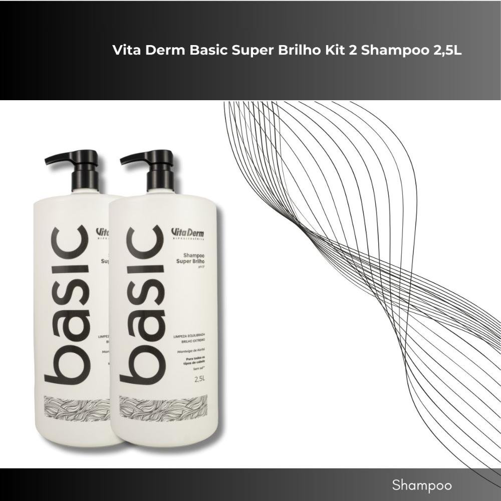 Vita Derm Basic Super Brilho Kit 2 Shampoo 2,5L ÚNICO 2