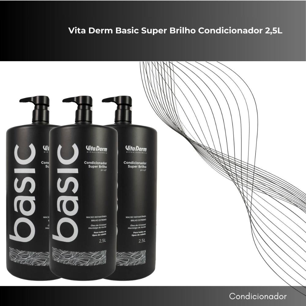 Vita Derm Basic Super Brilho Kit 3 Condicionador 2,5L ÚNICO 2