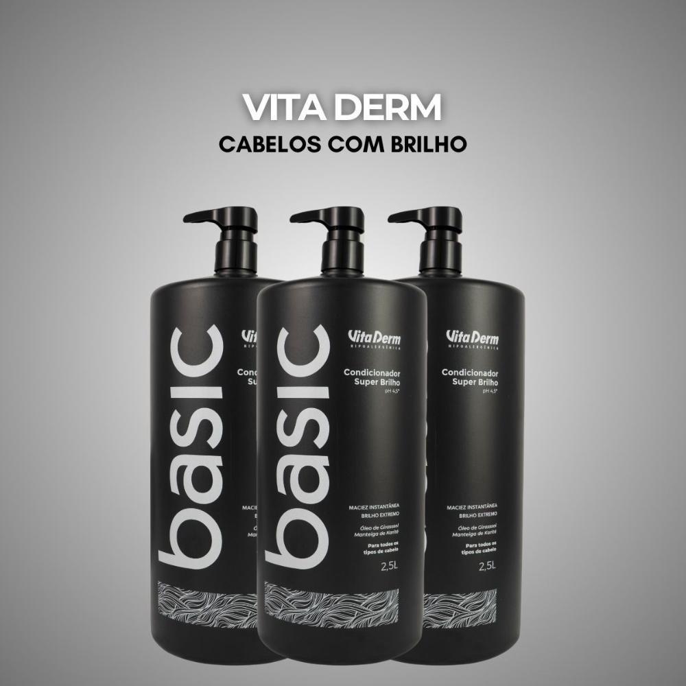 Vita Derm Basic Super Brilho Kit 3 Condicionador 2,5L ÚNICO 3