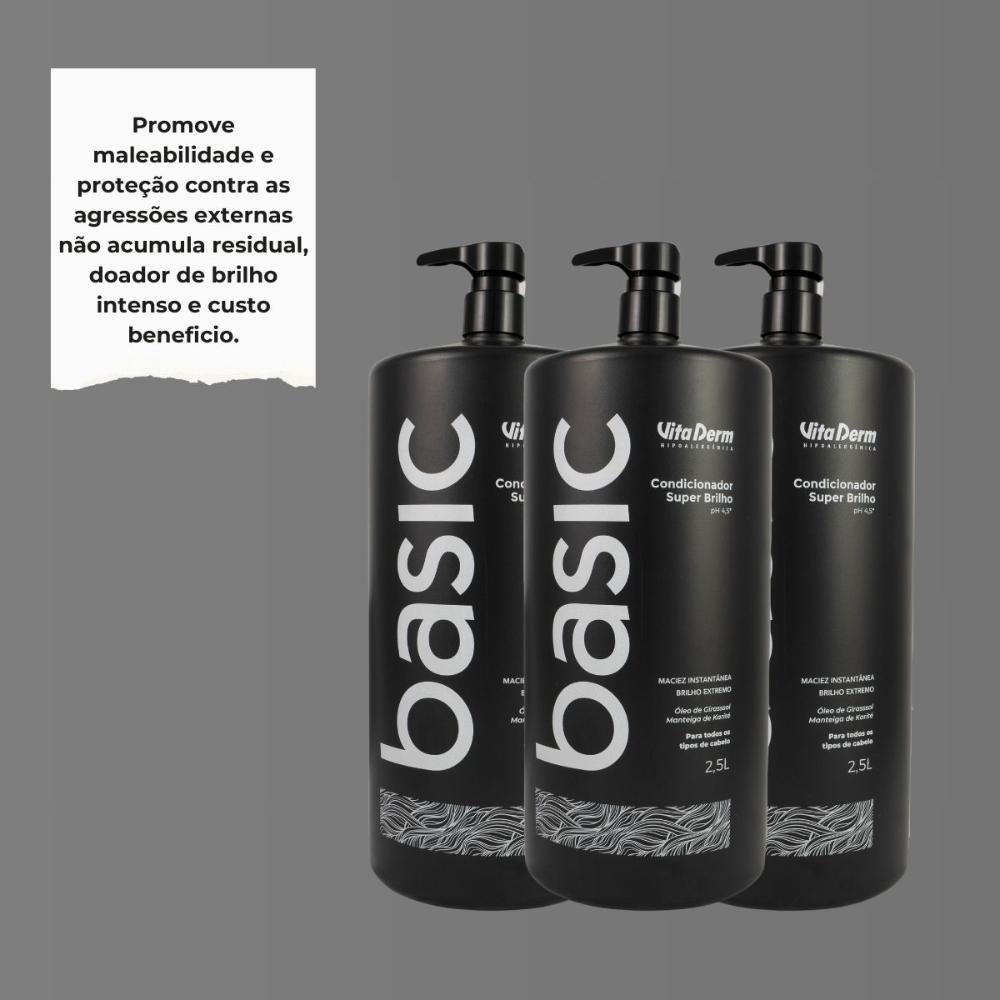 Vita Derm Basic Super Brilho Kit 3 Condicionador 2,5L ÚNICO 4