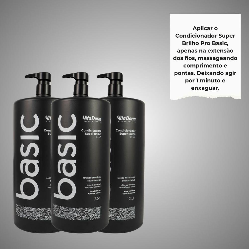 Vita Derm Basic Super Brilho Kit 3 Condicionador 2,5L ÚNICO 5