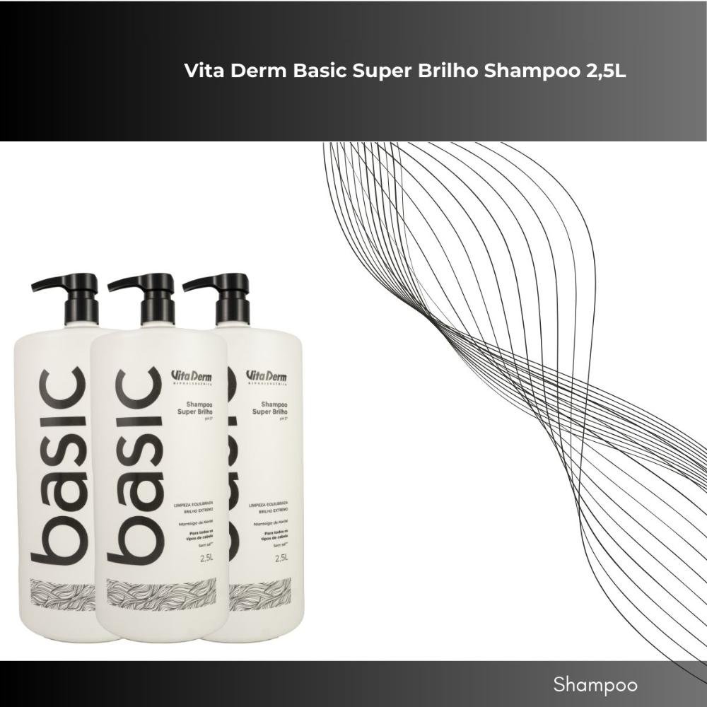 Vita Derm Basic Super Brilho Kit 3 Shampoo 2,5L ÚNICO 2