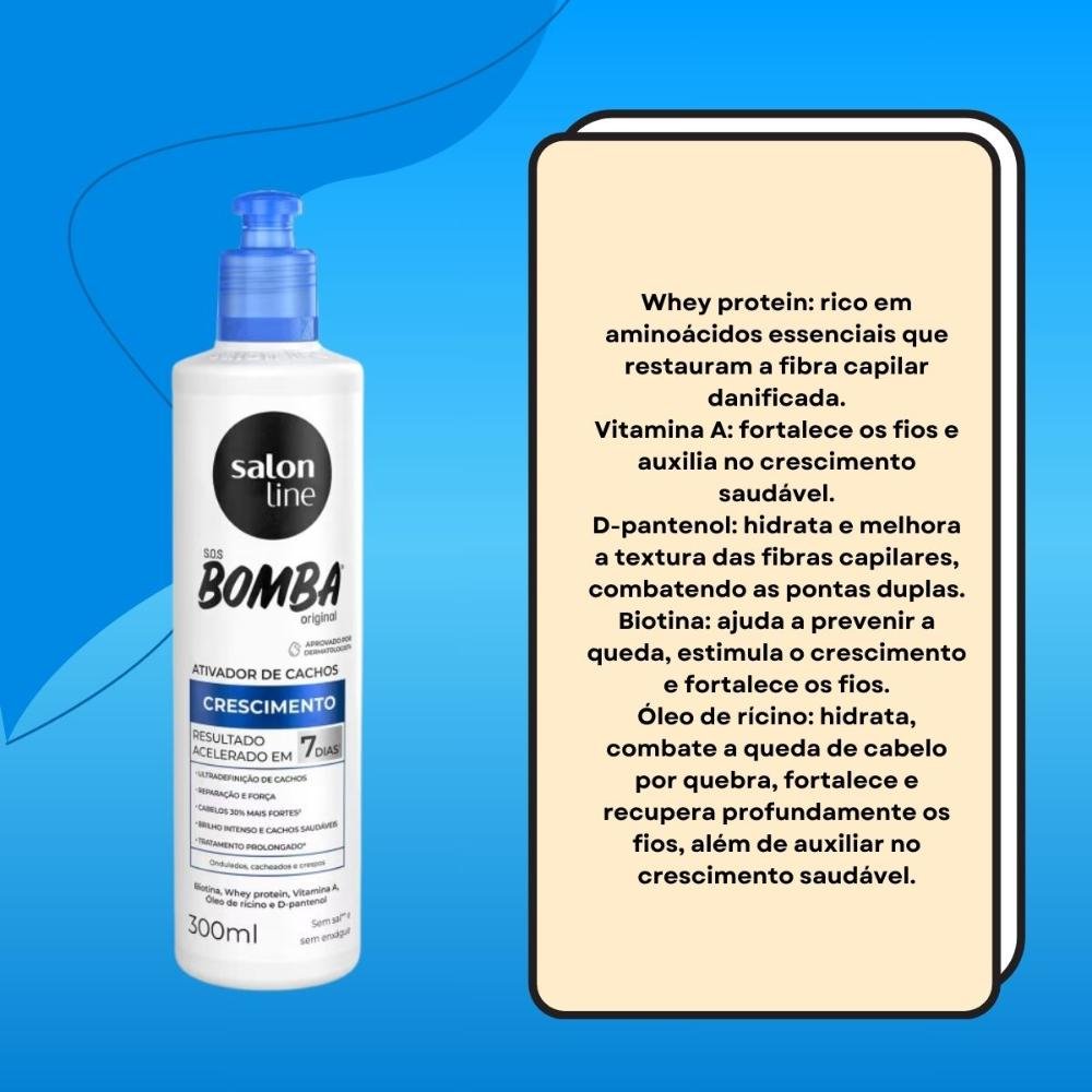 Ativador de Cachos Salon Line SOS Bomba Original para Cabelo Cacheado 300 ml 300ml 3