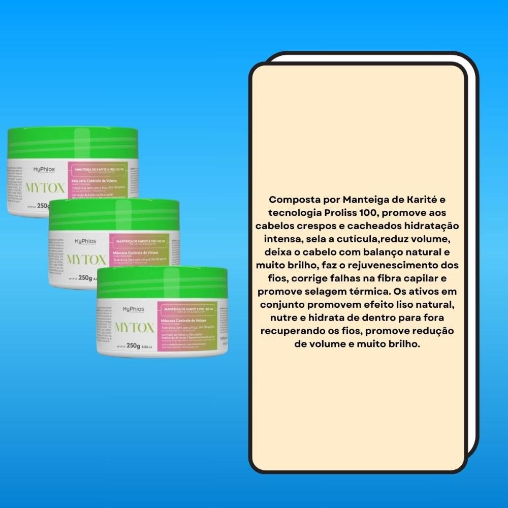 Kit MyPhios Mytox 3 Máscara Controle de Volume 250 g ÚNICO 3