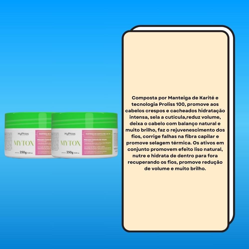 Kit MyPhios Mytox 2 Máscara Controle de Volume 250 g ÚNICO 3