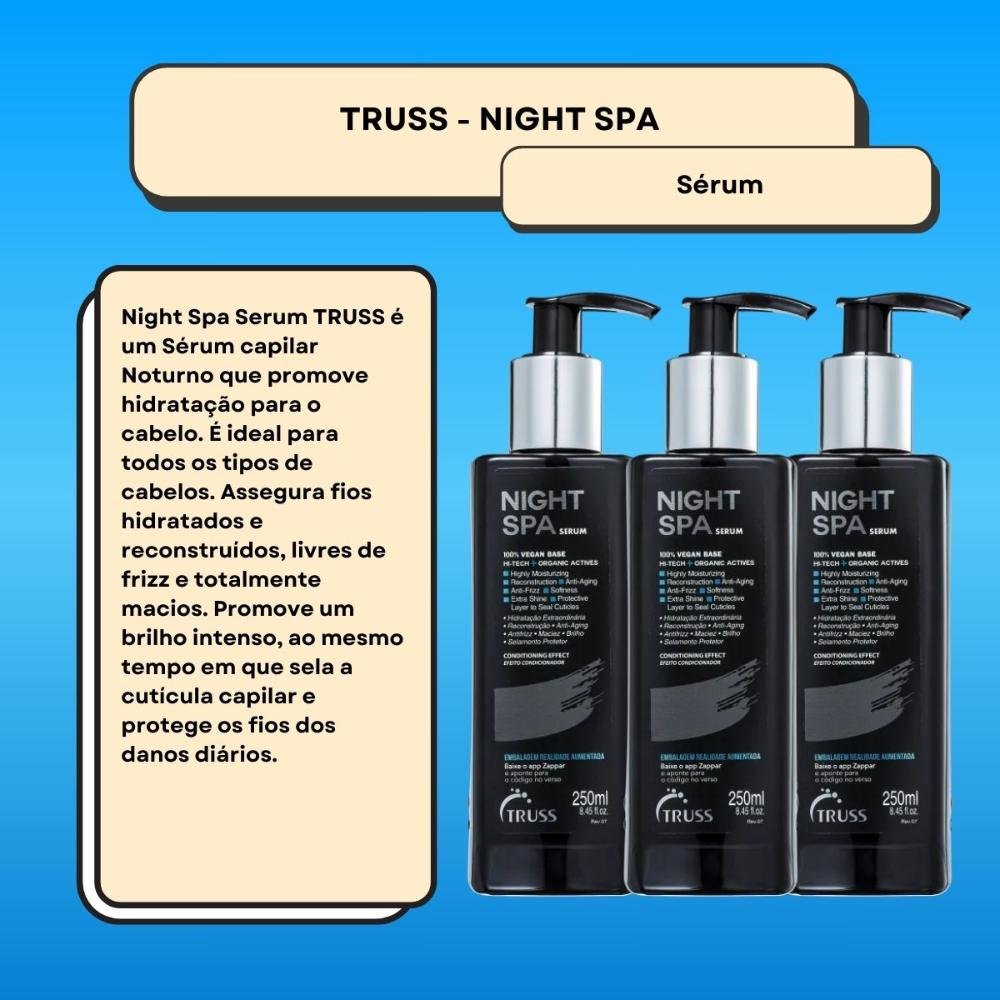 Truss Night Spa Kit 3 Sérum de Tratamento Noturno 250ml ÚNICO 2
