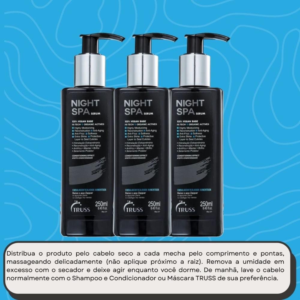 Truss Night Spa Kit 3 Sérum de Tratamento Noturno 250ml ÚNICO 5