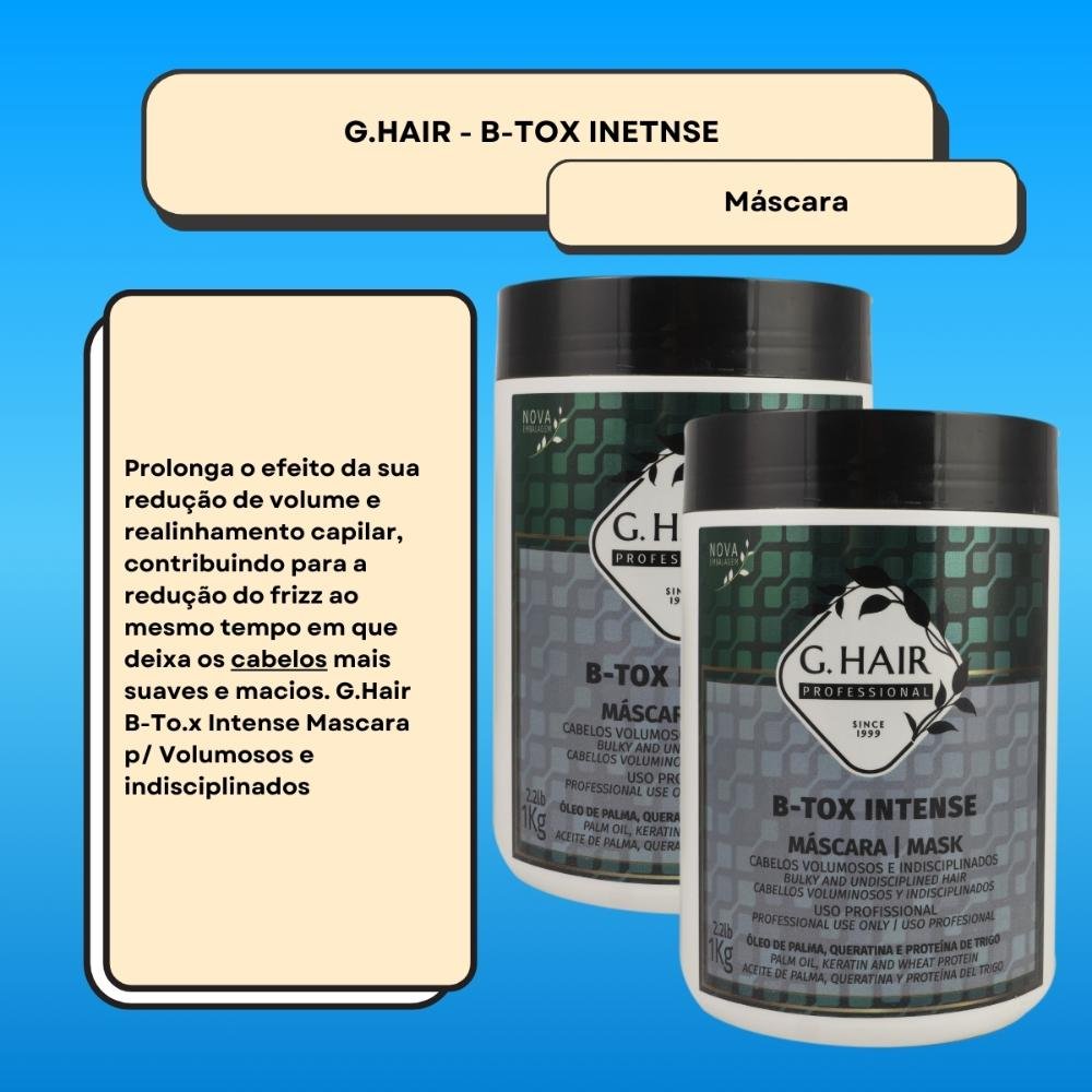 G.Hair BTX Intense Kit 2 Máscara 1kg ÚNICO 2
