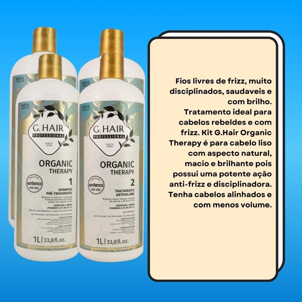 G.Hair Organic Therapy Kit 2 Tratamento Antivolume 1L ÚNICO 3