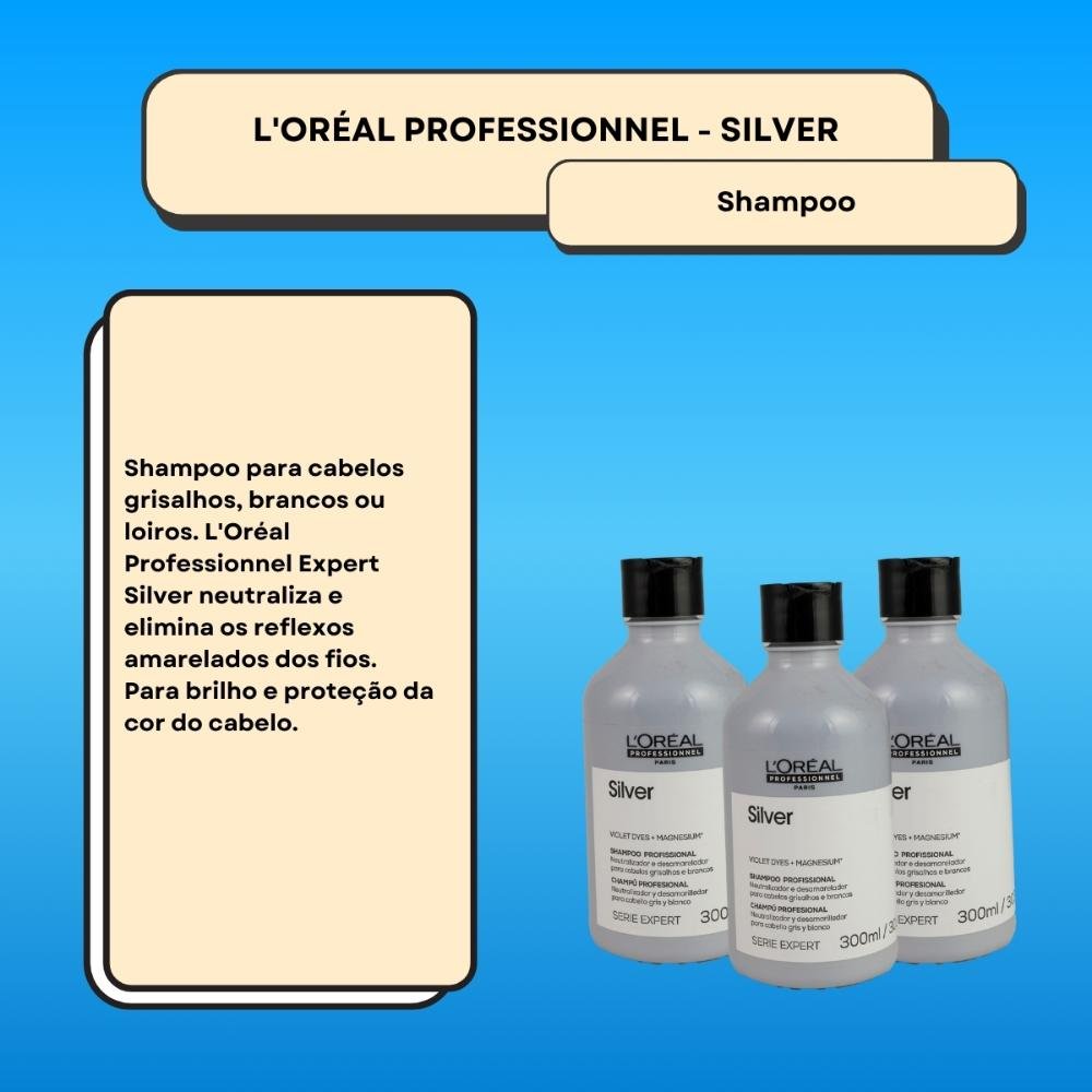 L'Oréal Professionnel Silver Kit 3 Shampoo 300ml ÚNICO 2