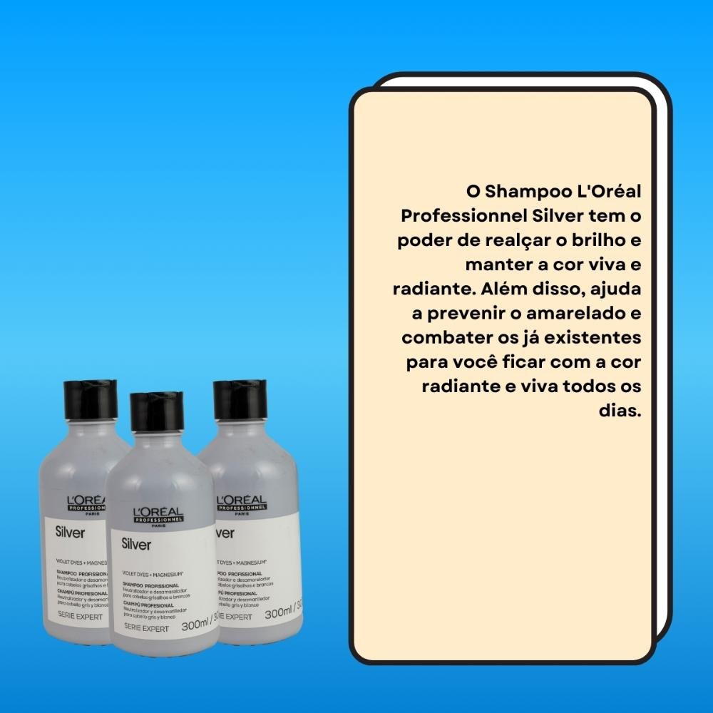 L'Oréal Professionnel Silver Kit 3 Shampoo 300ml ÚNICO 3