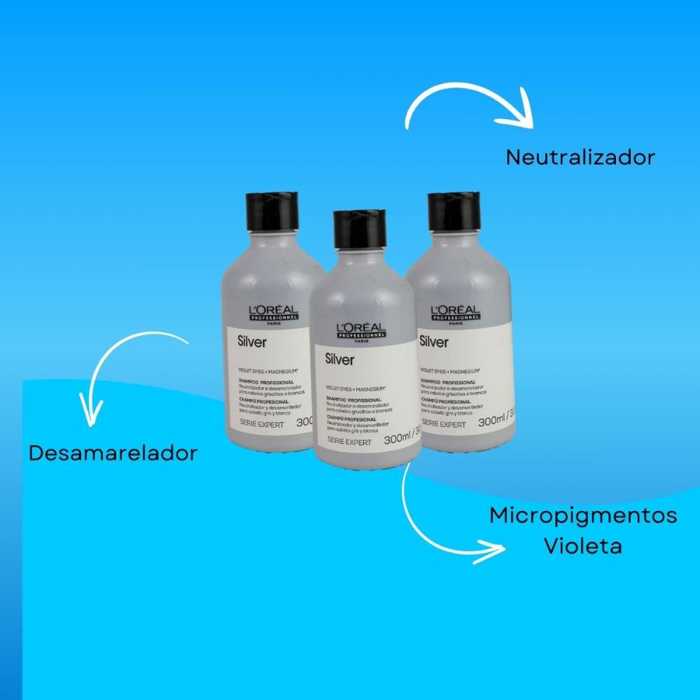 L'Oréal Professionnel Silver Kit 3 Shampoo 300ml ÚNICO 4