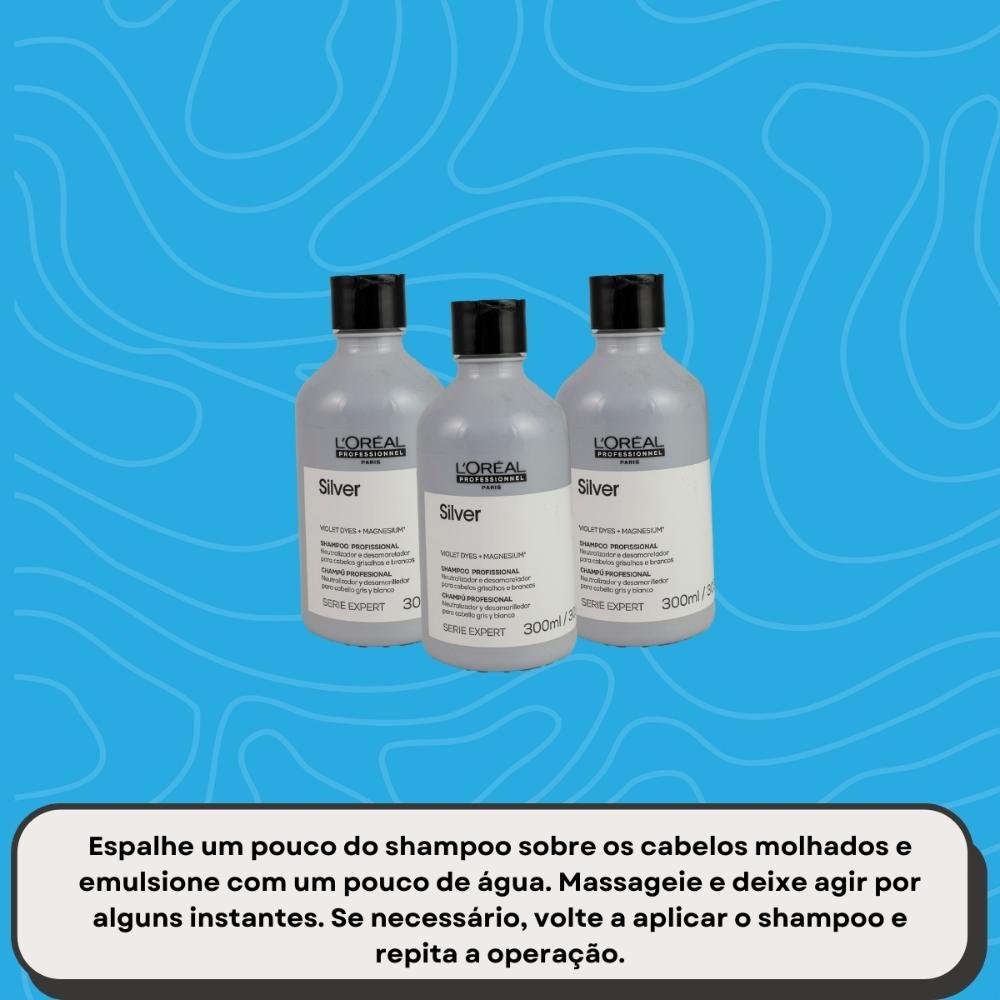 L'Oréal Professionnel Silver Kit 3 Shampoo 300ml ÚNICO 5