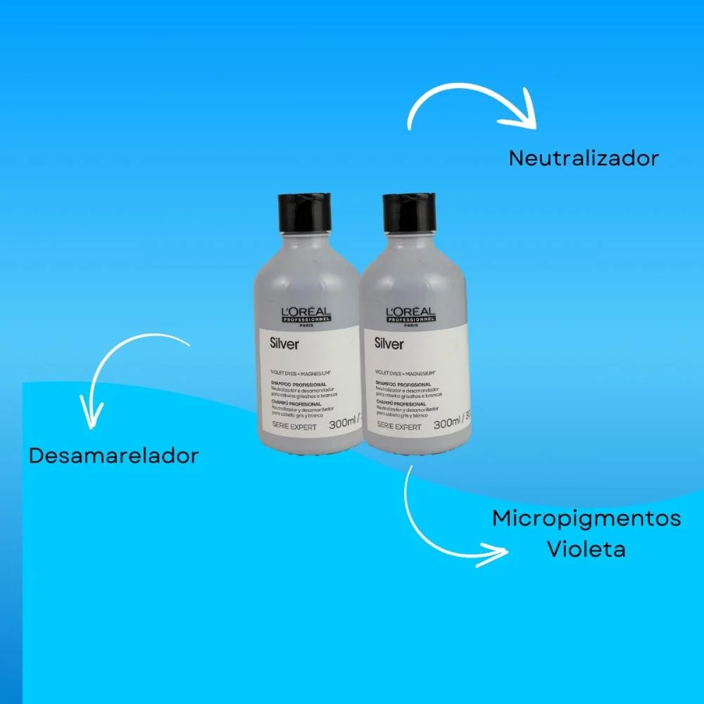 L'Oréal Professionnel Silver Kit 2 Shampoo 300ml ÚNICO 4