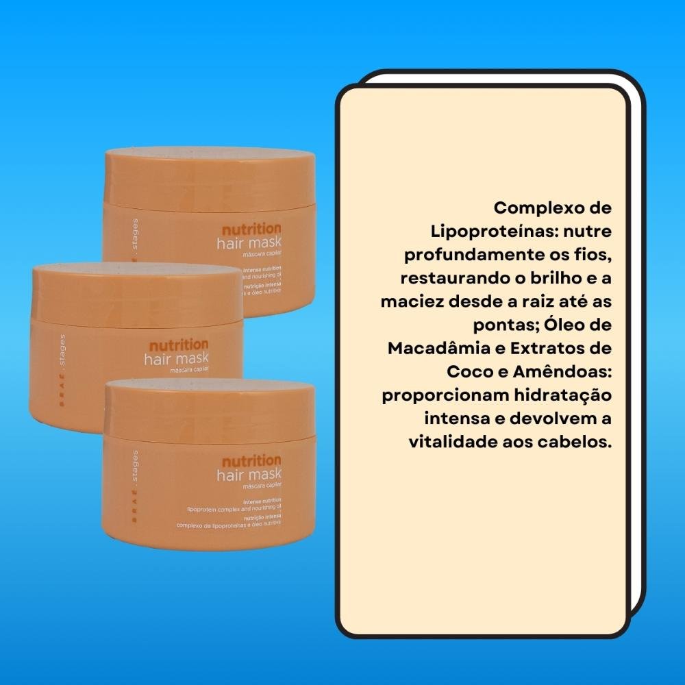 Kit Braé Stages Nutrition 3 Máscara Capilar 200 g ÚNICO 3