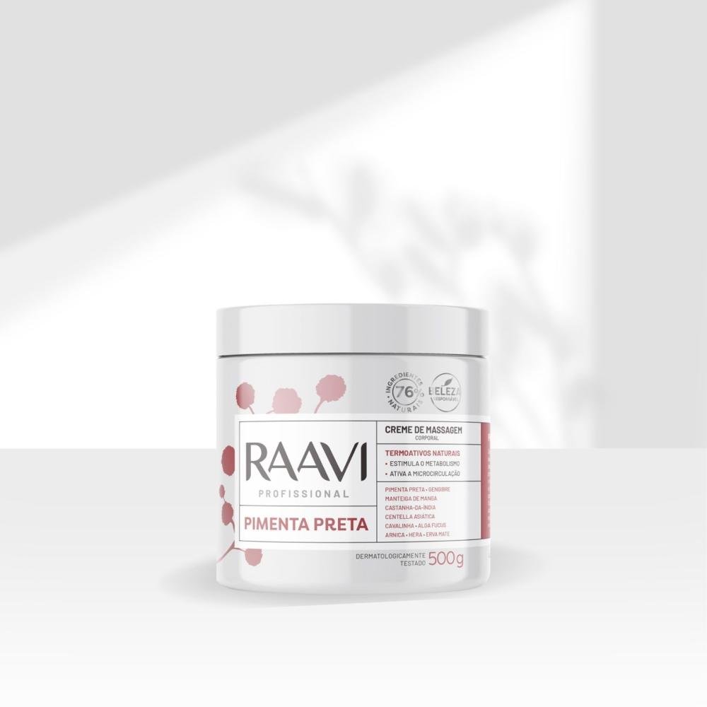 Raavi Creme de Massagem Corporal Pimenta Preta 500 g 500g 3