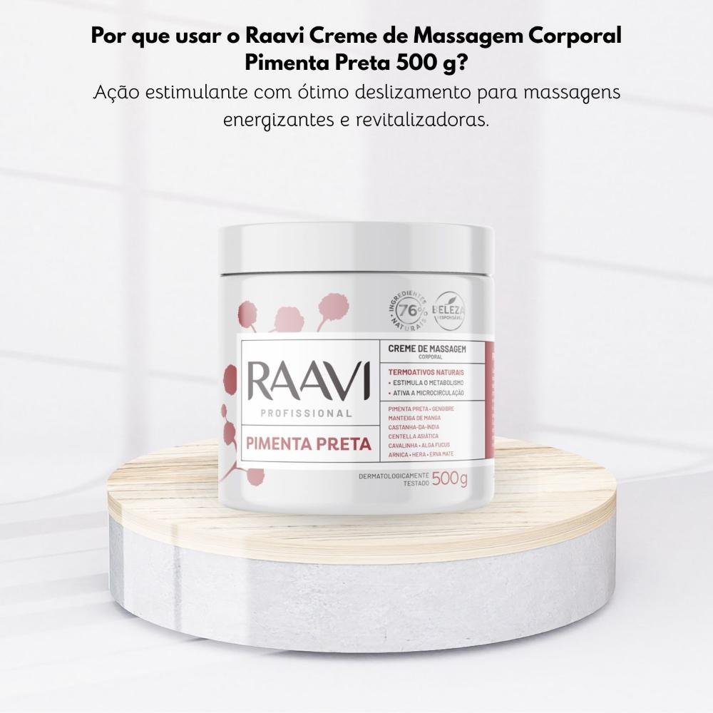 Raavi Creme de Massagem Corporal Pimenta Preta 500 g 500g 5