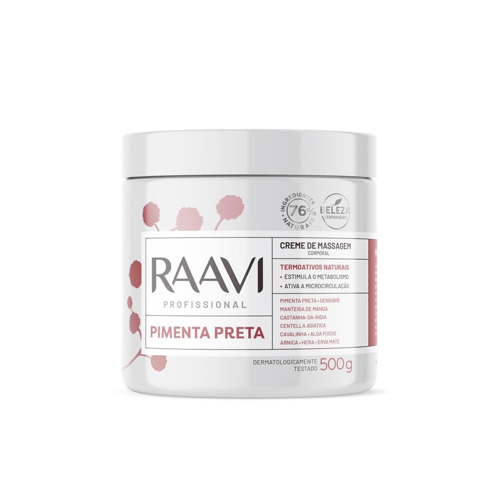 Raavi Creme de Massagem Corporal Pimenta Preta 500 g 500g 6